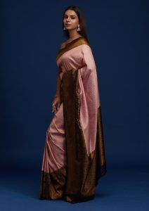 Pink Zari Work Banarasi Saree