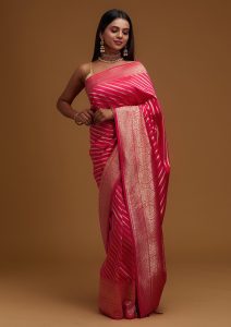 Pink Zari Work Banarasi Saree