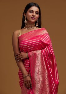 Pink Zari Work Banarasi Saree