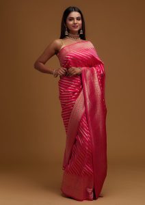 Pink Zari Work Banarasi Saree