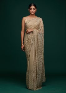 Pista Green Swarovski Shimmer Designer Saree