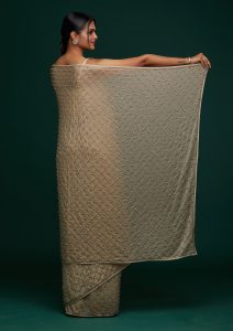 Pista Green Swarovski Shimmer Designer Saree