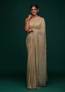 Pista Green Swarovski Shimmer Designer Saree