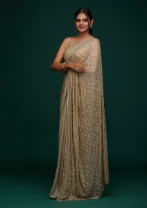 Pista Green Swarovski Shimmer Designer Saree