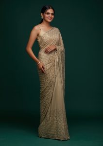 Pista Green Swarovski Shimmer Designer Saree