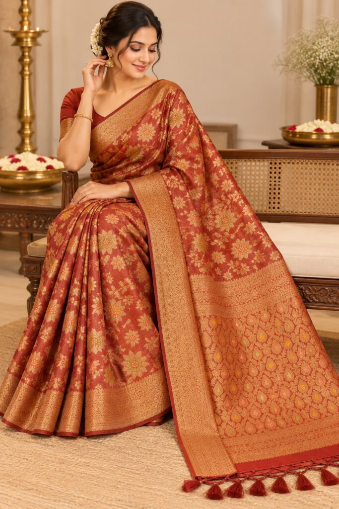 Tissue floral silk saree